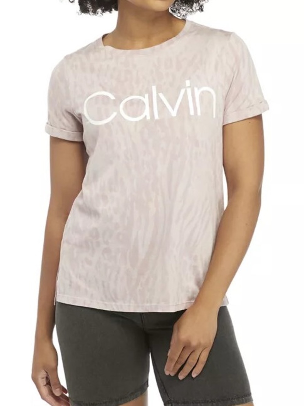 Calvin Klein Dusty Pink Animal-Print Logo Tee